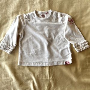 Oilily Baby Cotton White Long Sleeve Tee with Oilily Embroidered